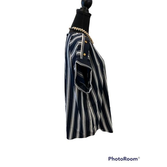 Striped Cap Sleeve Blouse by MPH Collection - Picture 2 of 7